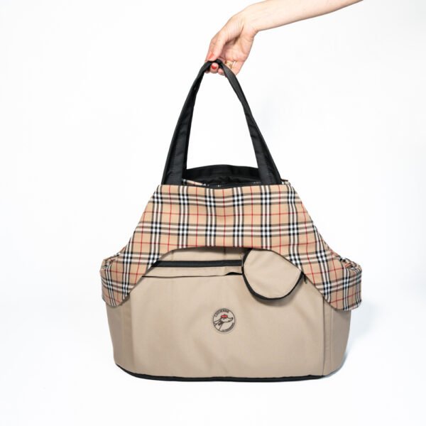 Borsa da trasporto per bassotto con copertura scozzese