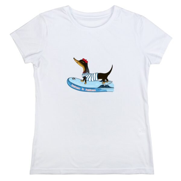 T-shirt Lucienne sul Stand Up Paddle.