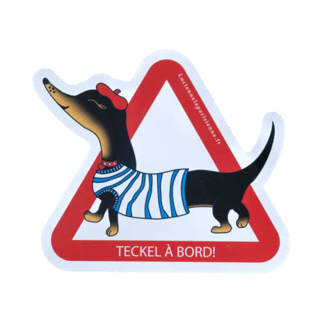 Lot de 3 stickers Teckel à bord Lucienne la Parisienne