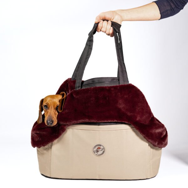 Sac de transport Teckel beige et noir