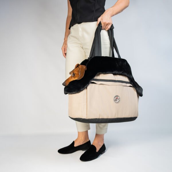 Sac de transport Teckel beige et noir